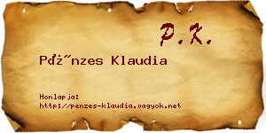 Pénzes Klaudia névjegykártya